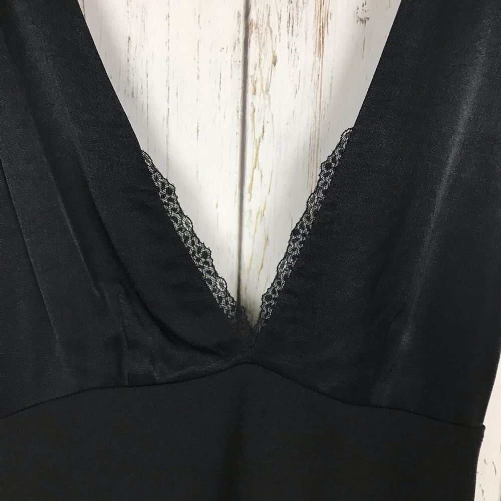 Zara V Neck Fit & Flare Mini Black Dress - Picture 4 of 8